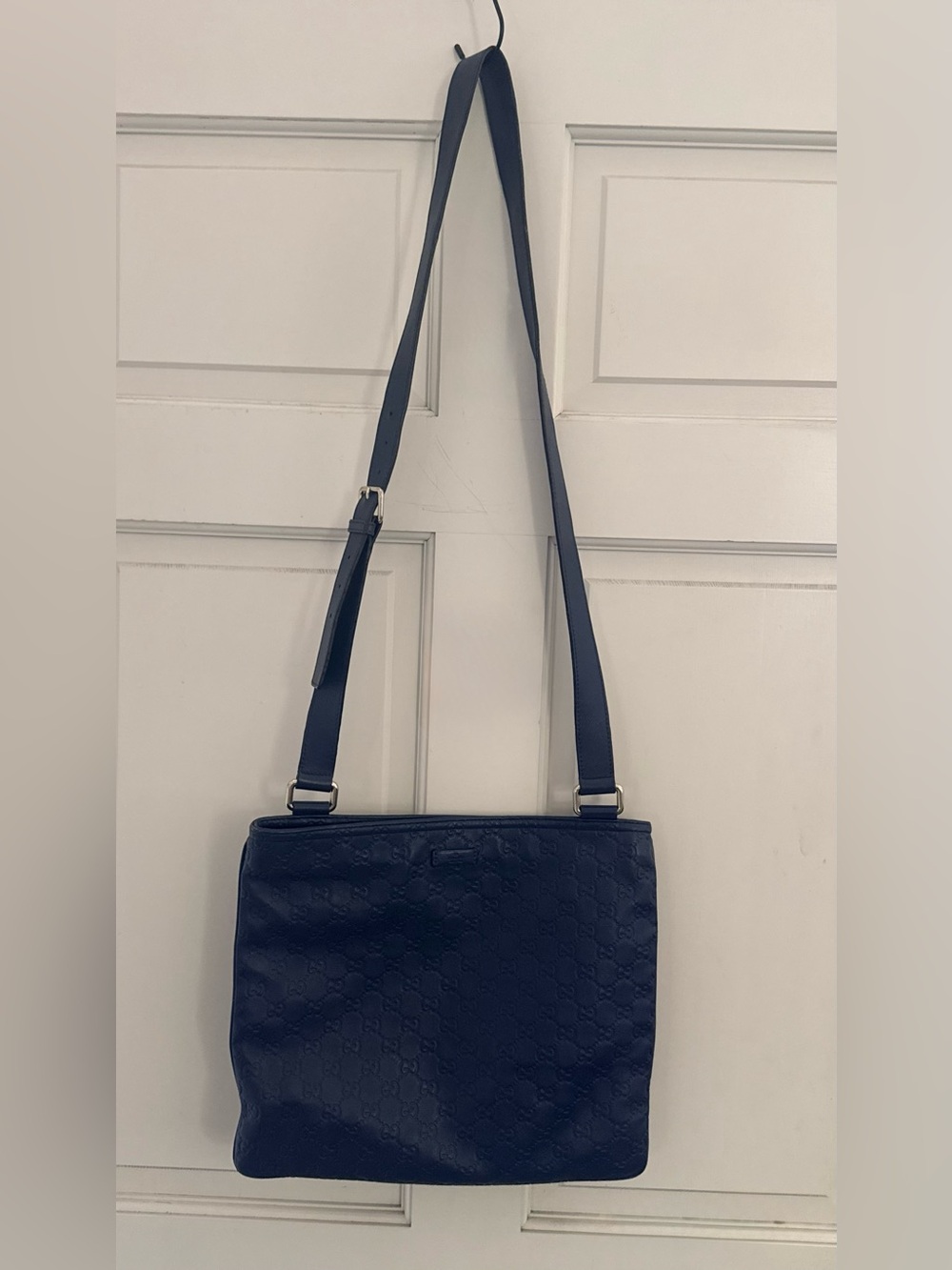 Gucci Navy Embossed Leather Crossbody